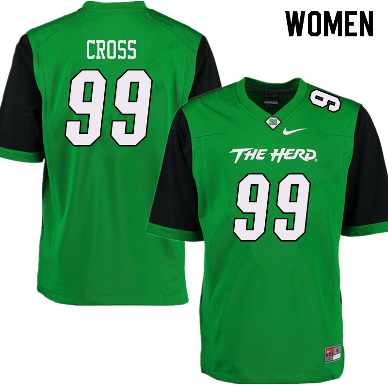 Women #99 Jermane Cross Marshall Thundering Herd College Football Jerseys Sale-Green